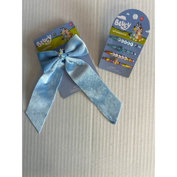 Bluey Other - Bluey Bow and Bracelet Set Blue Multi Color